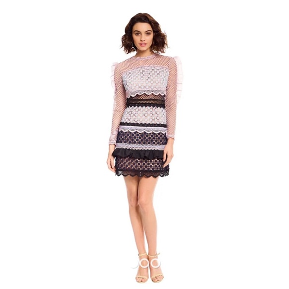 Self Portrait Bellis Lace Trim Dress With Frilled Sleeves - Picture 8 of 9